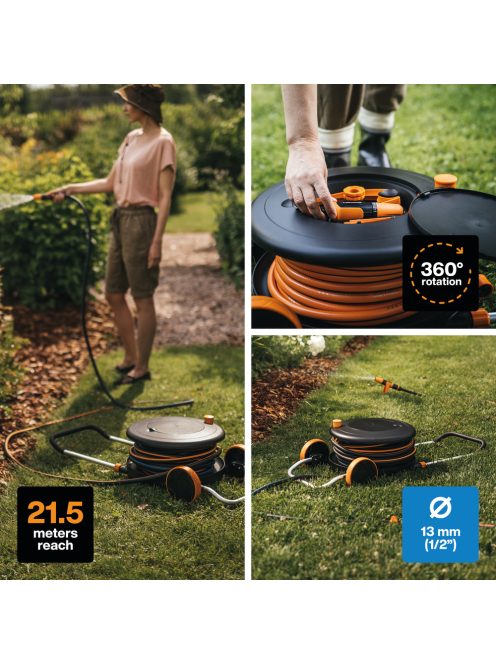 Fiskars Comfort M-es tömlőkocsi 20 m tömlővel Q3 (1023643)